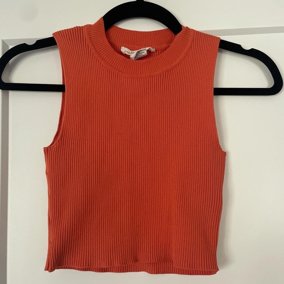 Orange Sleeveless Ribbed Top - Picture 1 of 2